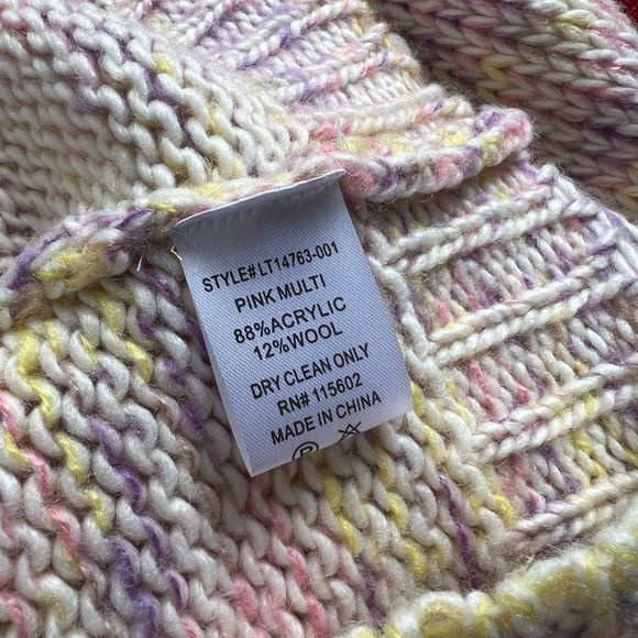 NWT ALL IN FAVOR Pink Purple Yellow Pastel Turtle Neck Sweater (S) - Picture 7 of 8